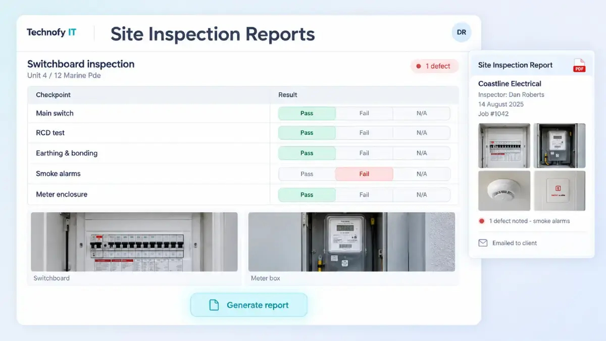 Site inspection report with photos
